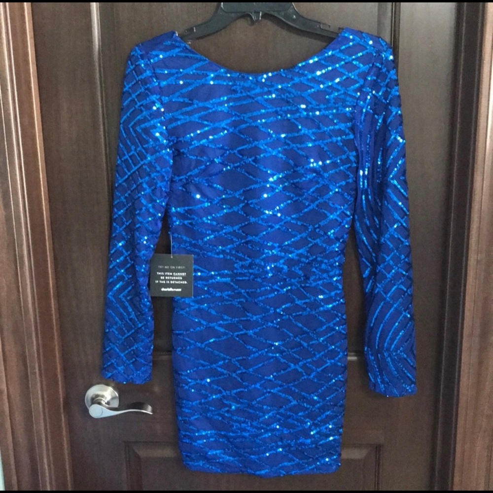 Blue sequin dress